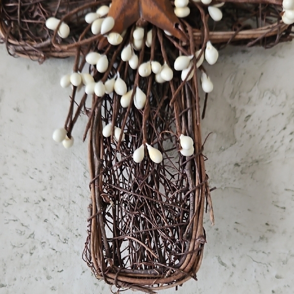 Rustic Wicker Cross with Star and White Accents - Picture 3 of 7